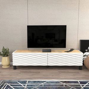 Comoda TV, Retricy, Lerze, 149.2x35x38 cm, PAL, Safir / Alb imagine