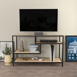 Comoda TV, Retricy, Robbins, 120x39x75 cm, PAL, Stejar / Negru imagine