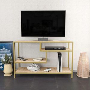 Comoda TV, Retricy, Robbins, 120x39x75 cm, PAL, Aur / Stejar imagine