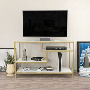 Comoda TV, Retricy, Robbins, 120x39x75 cm, PAL, Aur/Alb imagine