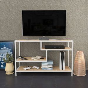 Comoda TV, Retricy, Robbins, 120x39x75 cm, PAL, Stejar alb imagine