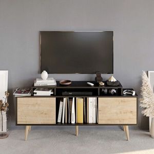 Comoda TV, Retricy, Char, 160x35x70.8 cm, PAL, Negru / Safir imagine