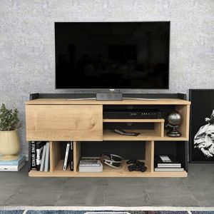 Comoda TV, Retricy, Raca, 120x37x59 cm, PAL, Safir / Negru imagine