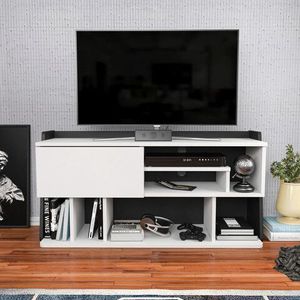 Comoda TV, Retricy, Raca, 120x37x59 cm, PAL, Alb/Negru imagine