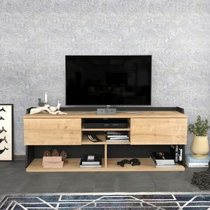 Comoda TV, Retricy, Picas, 160x35x59 cm, PAL, Safir / Negru imagine