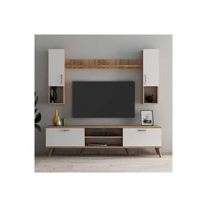 Comoda TV, Tanmob, TVU0203, 180x48x35 cm, PAL , Alb/Pin Atlantic imagine
