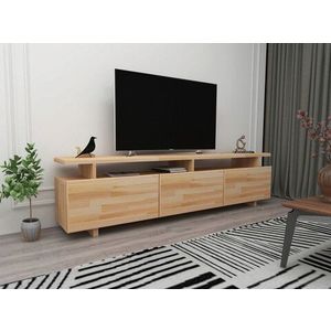 Comoda TV, Woodface, Verona, 174x52x30 cm, Lemn, Natural imagine