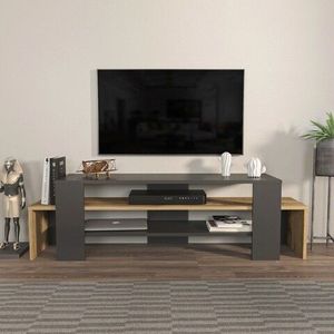 Comoda TV, Zena Home, Lenora, 150x45x35 cm, PAL, Negru / Stejar imagine