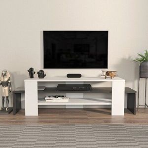 Comoda TV, Zena Home, Lenora, 150x45x35 cm, PAL, Alb / Antracit imagine