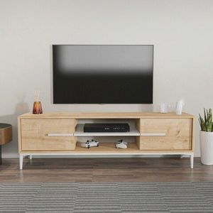 Comoda TV, Zena Home, Eslem, 120x43.6x29.6 cm, PAL, Stejar / Alb imagine