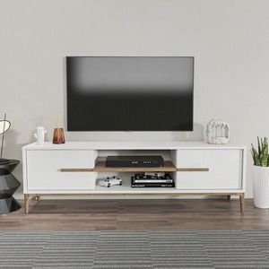 Comoda TV, Zena Home, Eslem, 120x43.6x29.6 cm, PAL, Alb/Maro imagine