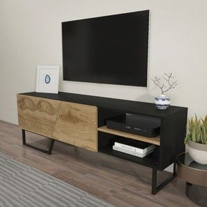 Comoda TV, Zena Home, Denasse, 150x50.5x35 cm, PAL, Negru / Stejar imagine