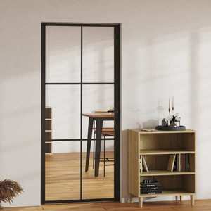 vidaXL Ușă de interior, negru, 93x201, 5 cm, sticlă ESG și aluminiu imagine