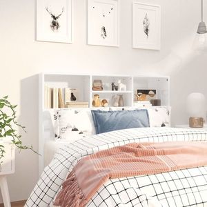 vidaXL Tăblie de pat cu dulap, alb extralucios, 120x19x103, 5 cm imagine
