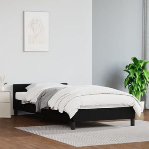 vidaXL Cadru de pat cu tăblie, negru, 80x200 cm, piele ecologică imagine