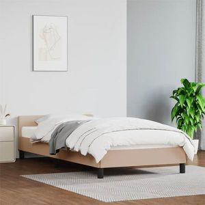 vidaXL Cadru de pat cu tăblie, cappuccino, 80x200 cm, piele ecologică imagine