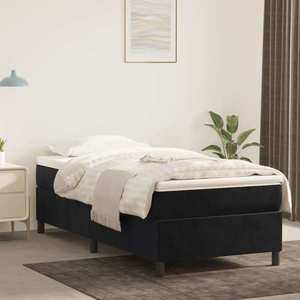 vidaXL Cadru de pat, negru, 90x190 cm, catifea imagine