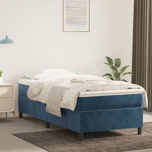 vidaXL Cadru de pat, albastru închis, 90x190 cm, catifea imagine