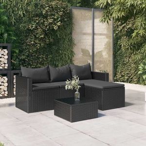 vidaXL Set mobilier de grădină, negru, poliratan imagine