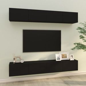 vidaXL Dulapuri TV de perete, 4 buc., negru, 100x30x30 cm imagine