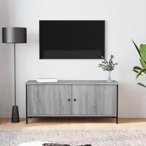 vidaXL Comodă TV cu uși, gri sonoma, 102x35x45 cm, lemn prelucrat imagine