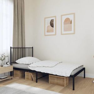 vidaXL Cadru de pat metalic cu tăblie, negru, 100x190 cm imagine
