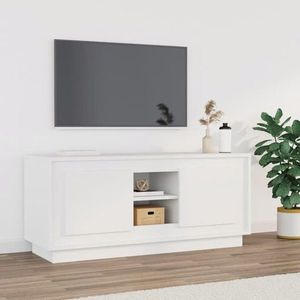 vidaXL Comodă TV, alb, 102x35x45 cm, lemn prelucrat imagine