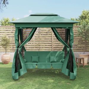 vidaXL Pavilion de grădină & balansoar convertibil verde textil & oțel imagine