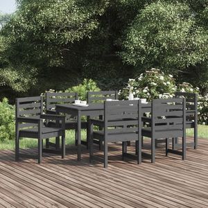 vidaXL Set cu masă de grădină, 7 piese, gri, lemn masiv de pin imagine