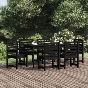 vidaXL Set masă de grădină, 7 piese, negru, lemn masiv de pin imagine