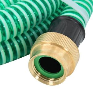 vidaXL Furtun de aspirație cu racorduri din alamă, verde 1, 1" 3 m, PVC imagine
