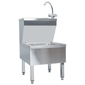 vidaXL Chiuvetă spălat mâini comercială cu robinet, oțel inoxidabil imagine