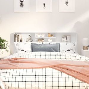 vidaXL Tăblie de pat cu dulap, alb extralucios, 180x19x103, 5 cm imagine