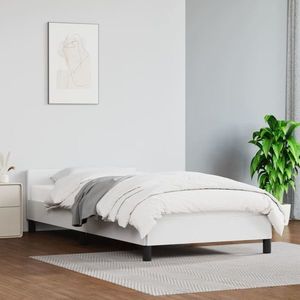 vidaXL Cadru de pat cu tăblie, alb, 80x200 cm, piele ecologică imagine