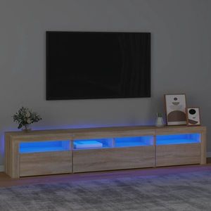 vidaXL Comodă TV cu lumini LED, stejar sonoma, 210x35x40 cm imagine