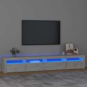 vidaXL Comodă TV cu lumini LED, gri beton, 240x35x40 cm imagine