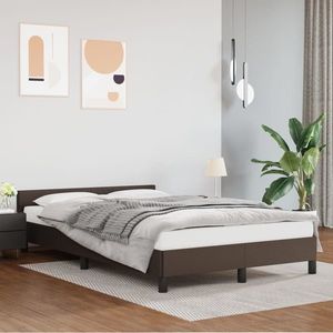 vidaXL Cadru de pat cu tăblie, maro, 120x200 cm, piele ecologică imagine
