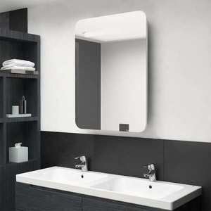 vidaXL Dulap de baie cu oglindă și LED, alb și stejar, 60x11x80 cm imagine