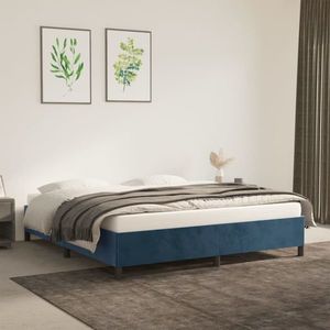 vidaXL Cadru de pat, albastru închis, 180x200 cm, catifea imagine