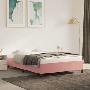 vidaXL Cadru de pat, roz, 140x190 cm, catifea imagine