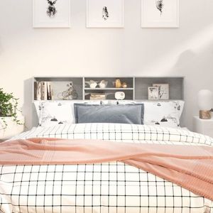 vidaXL Tăblie de pat cu dulap, gri beton, 180x19x103, 5 cm imagine