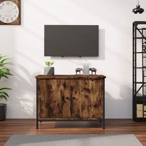 vidaXL Comodă TV cu uși, stejar afumat, 60x35x45 cm, lemn prelucrat imagine
