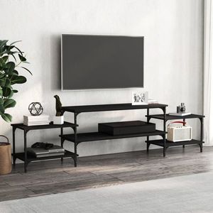 vidaXL Comodă TV, negru, 197x35x52 cm, lemn prelucrat imagine