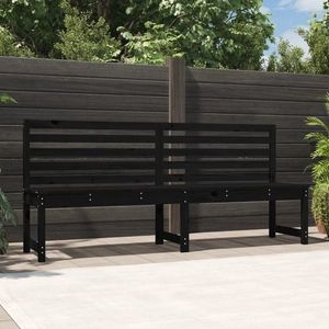 vidaXL Bancă de grădină, negru, 201, 5 cm, lemn masiv de pin imagine
