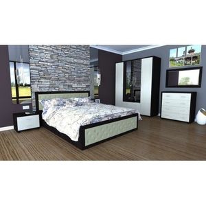 Dormitor Torino cu pat cu somiera metalica rabatabila 160x200 cm wenge / ladin imagine