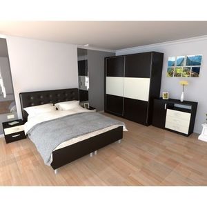 Dormitor Milano cu Pat Tapitat Wenge 160x200 cm imagine