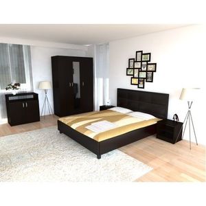 Dormitor Soft Wenge cu pat tapitat Wenge pentru saltea 160x200 cm imagine