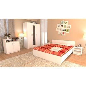 Dormitor Soft Alb cu pat 120x200 cm imagine