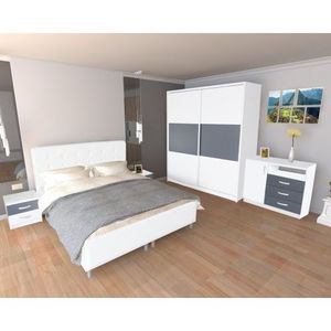 Dormitor Milano cu Pat Alb 140x200 cm imagine