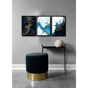 Set 3 tablouri decorative, Alpha Wall, Water Shapes, 36x51 cm imagine